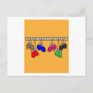 Boxing Female Boxer Retro Boxing Gloves Postcard