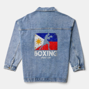 Boxing Filipino Style Philippine Flag Boxing Filip Denim Jacket