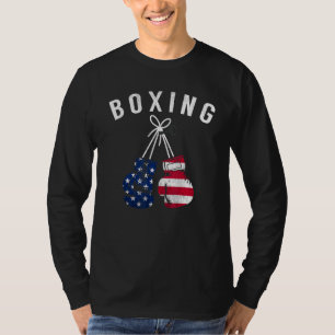 Boxing For Him Dad Men Box Gloves American Flag U T-Shirt