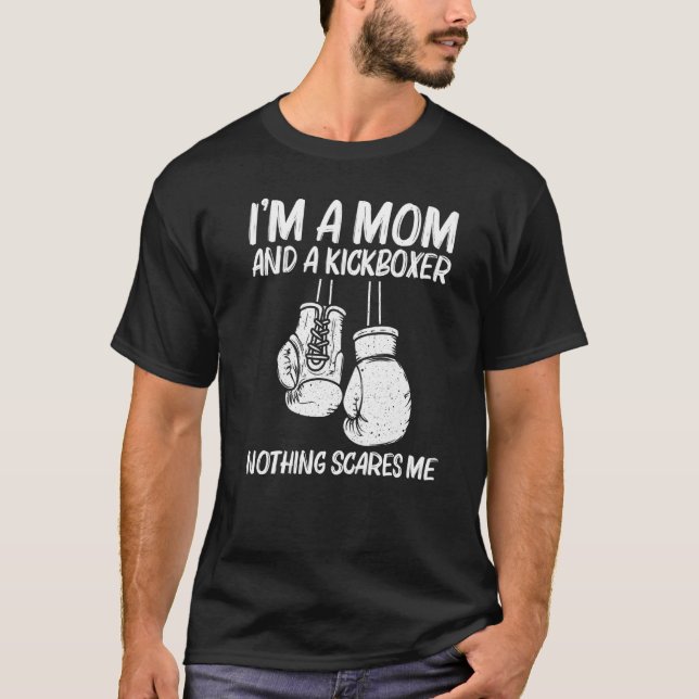 Boxing For Mom Mama Kickboxing Coach Boxer Gloves T-Shirt (Front)