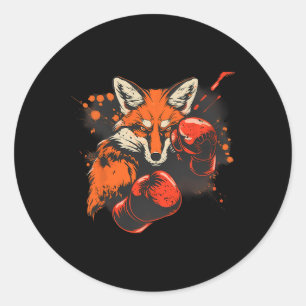 Boxing Fox With Boxing Gloves Kickboxing Funny Box Classic Round Sticker