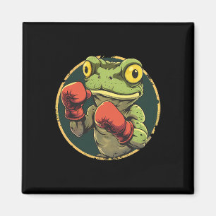 Boxing Frog With Boxing Gloves Kickboxing Funny Bo Magnet