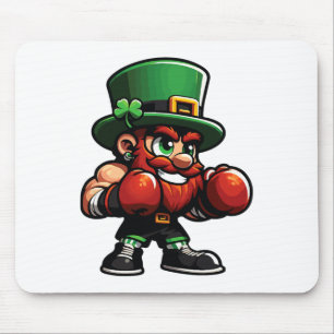 Boxing Funny St. Patrick Day Lucky Irish Shamrock Mouse Pad