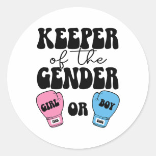 Boxing Gender Reveal Idea Party Keeper Of The Gend Classic Round Sticker