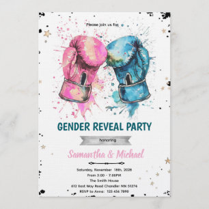 Boxing gender reveal party invitation