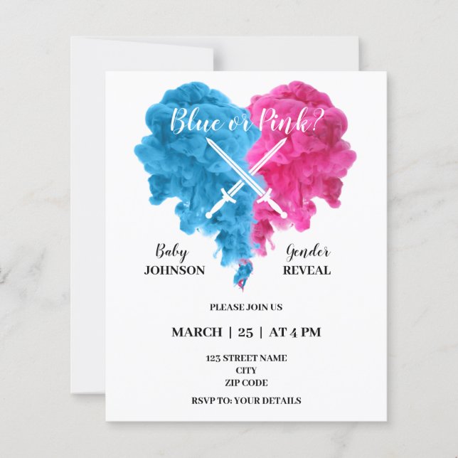 Boxing gender reveal party invitations (Front)