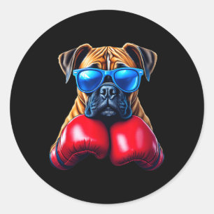 Boxing German Boxer Dog Kickboxing Cool Classic Round Sticker