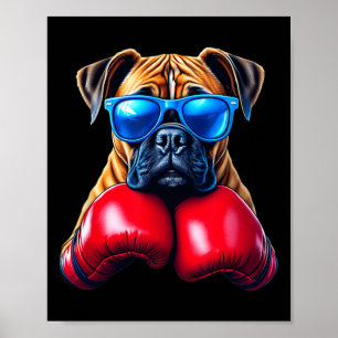 Boxing German Boxer Dog Kickboxing Cool Poster
