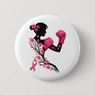 Boxing Girl Breast Cancer Awareness Pin