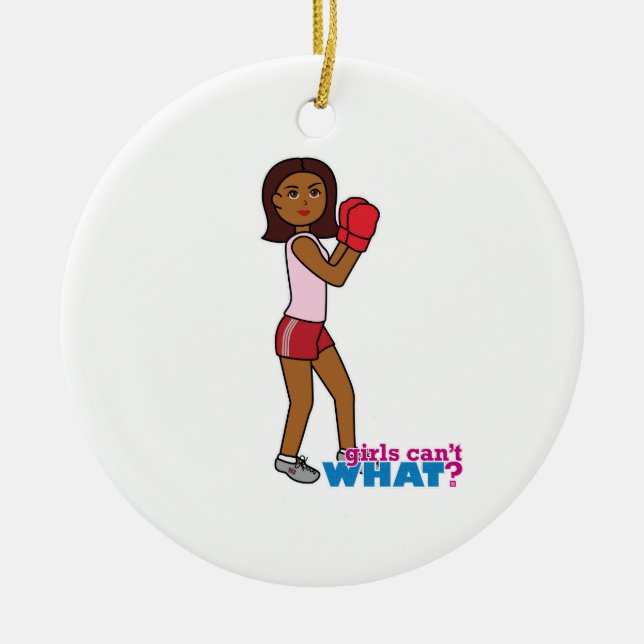 Boxing Girl Ceramic Ornament (Front)
