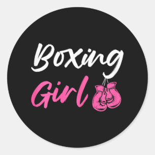 Boxing Girl Kickboxer Fighter  Classic Round Sticker