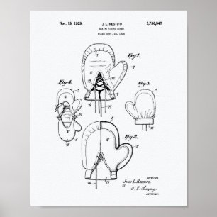 Boxing Glove Cover 1929 Patent Art White Paper Poster