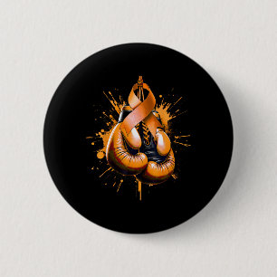 Boxing Glove Orange Ribbon Multiple Sclerosis Awar 6 Cm Round Badge