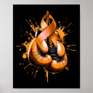 Boxing Glove Orange Ribbon Multiple Sclerosis Awar Poster