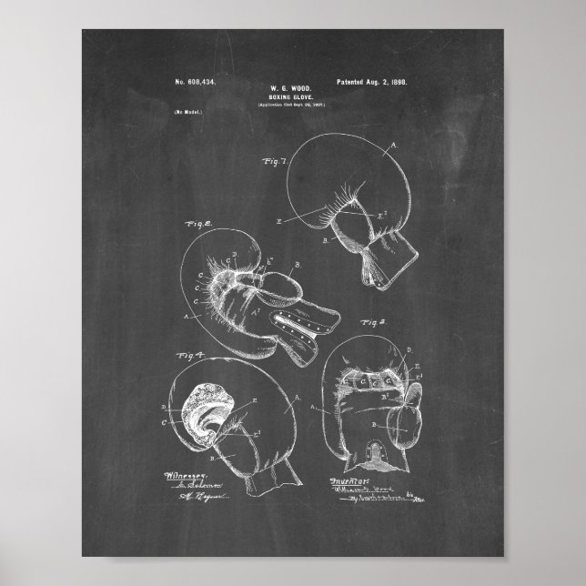 Boxing Glove Patent - Chalkboard Poster (Front)