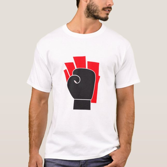 Boxing Glove Silhouette With Powerful Rays T-Shirt (Front)