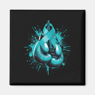 Boxing Glove Teal Ribbon Fight Cervical Cancer Awa Magnet