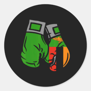 Boxing Glove With The Flag Of Zambia Classic Round Sticker