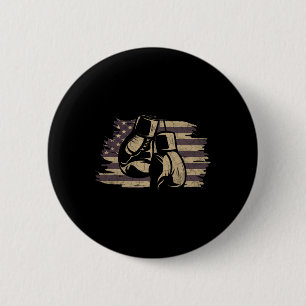Boxing Gloves American Flag Retro Old School Boxin 6 Cm Round Badge