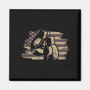 Boxing Gloves American Flag Retro Old School Boxin Magnet