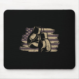 Boxing Gloves American Flag Retro Old School Boxin Mouse Pad