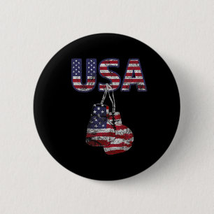 Boxing Gloves American Flag Tee For July 4th Women 6 Cm Round Badge