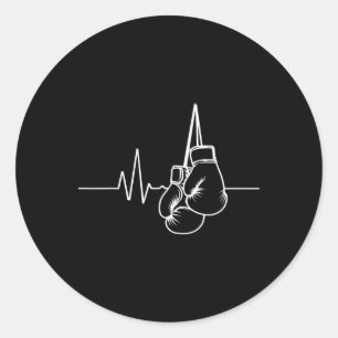 Boxing Gloves And Heartbeat Classic Round Sticker