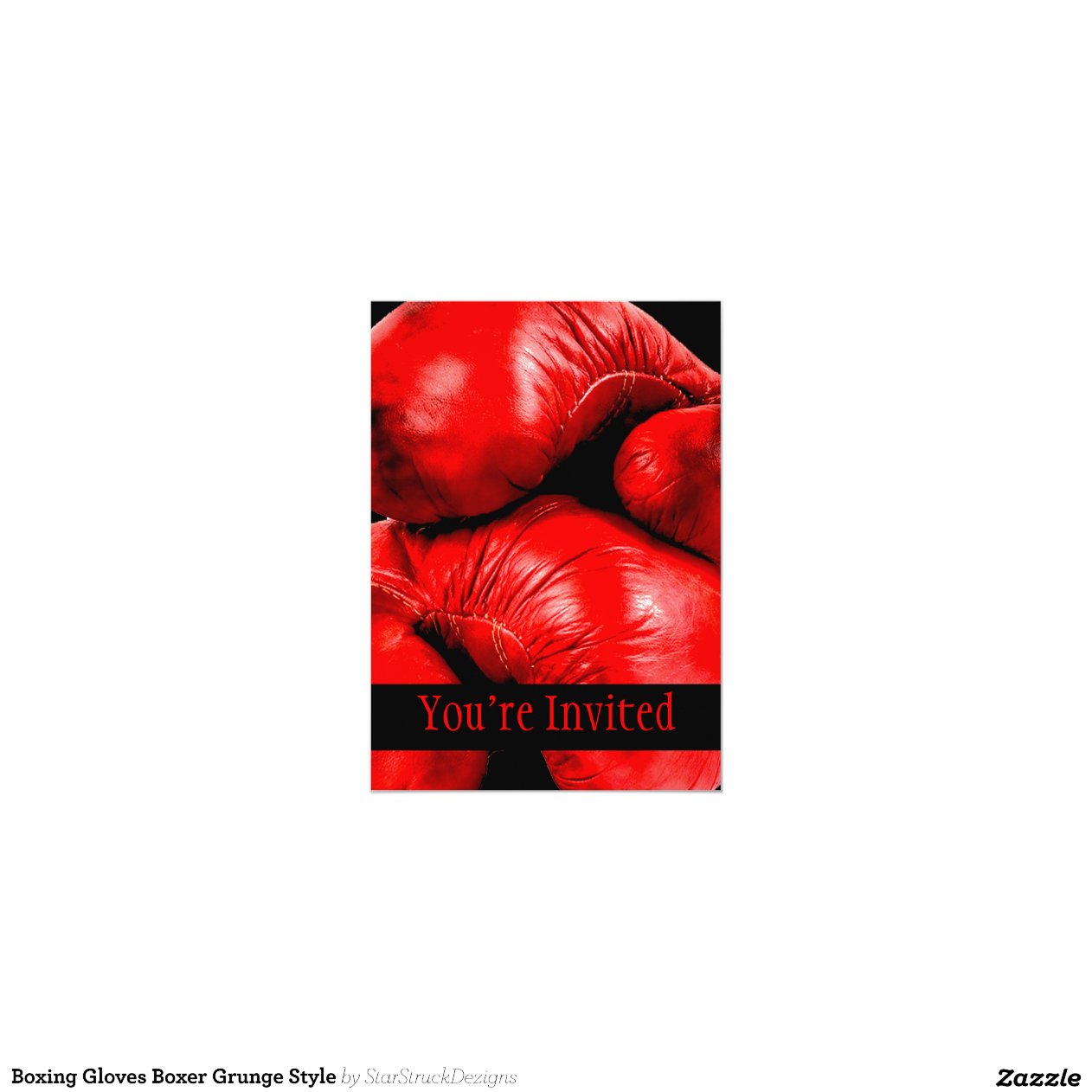 Boxing Gloves Boxer Grunge Style 5x7 Paper Invitation Card | Zazzle