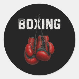 Boxing Gloves Boxer Martial Art Sport Kickboxer Wo Classic Round Sticker