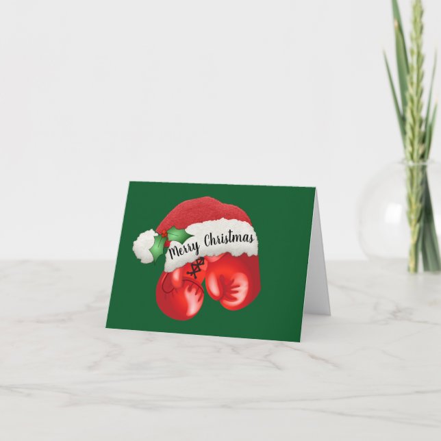 Boxing Gloves Design Christmas Card (Front)