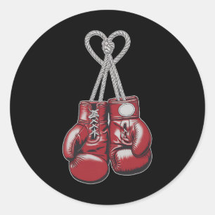 Boxing Gloves Heart Valentine's Day Fighters Athle Classic Round Sticker