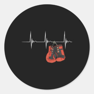Boxing Gloves Heartbeat Ekg Pulse Mma Boxing Kickb Classic Round Sticker