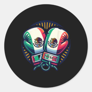 Boxing Gloves Mexico Boxing Vintage Mexican Flag Classic Round Sticker