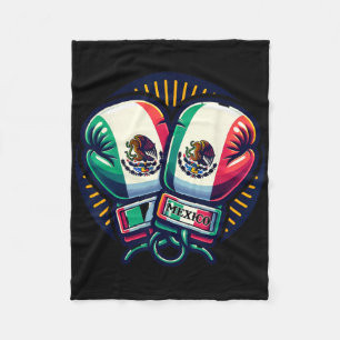 Boxing Gloves Mexico Boxing Vintage Mexican Flag Fleece Blanket