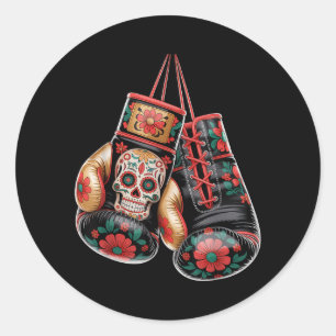 Boxing Gloves Muay Thai MMA Aztec Mexican Style Classic Round Sticker