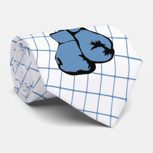 Boxing Gloves on Blue Check Necktie