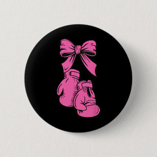 Boxing Gloves Pink Ribbon Breast Cancer Awareness  6 Cm Round Badge