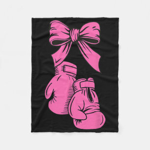 Boxing Gloves Pink Ribbon Breast Cancer Awareness Fleece Blanket