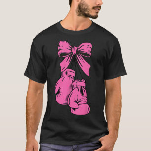 Boxing Gloves Pink Ribbon Breast Cancer Awareness T-Shirt