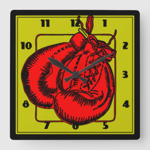 Boxing Gloves Square Wall Clock