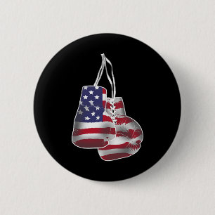 Boxing Gloves Vintage American Flag Style Women Ki 6 Cm Round Badge