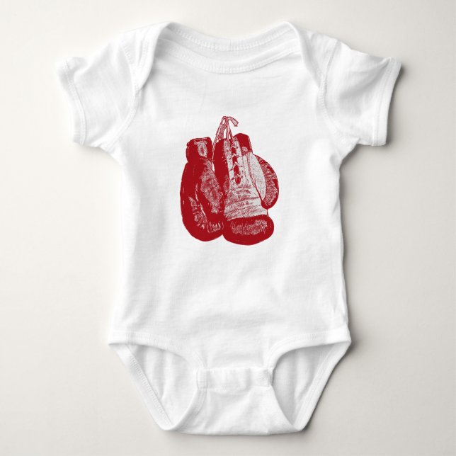 Boxing Gloves Vintage Red Gym Baby Bodysuit (Front)