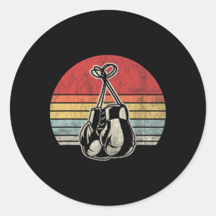 Boxing Gloves Vintage Style Retro Sunset  Classic Round Sticker