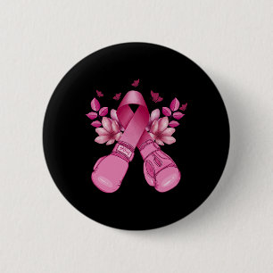 Boxing Gloves With Pink Ribbon Breast Cancer Suppo 6 Cm Round Badge