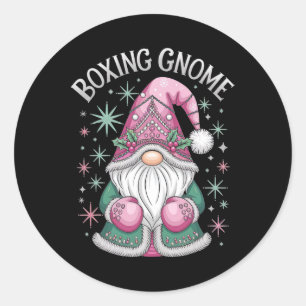 Boxing Gnome Christmas Holiday Fun Classic Round Sticker