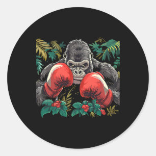 Boxing Gorilla With Boxing Gloves Kickboxing Funny Classic Round Sticker