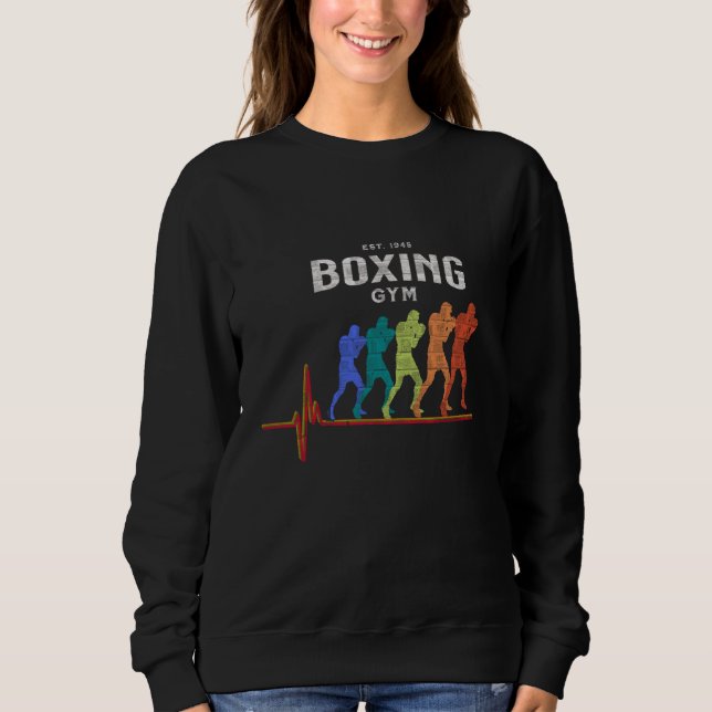 Boxing Gym 1945 Boxer Heartbeat Jab Cross Hook Upp Sweatshirt (Front)