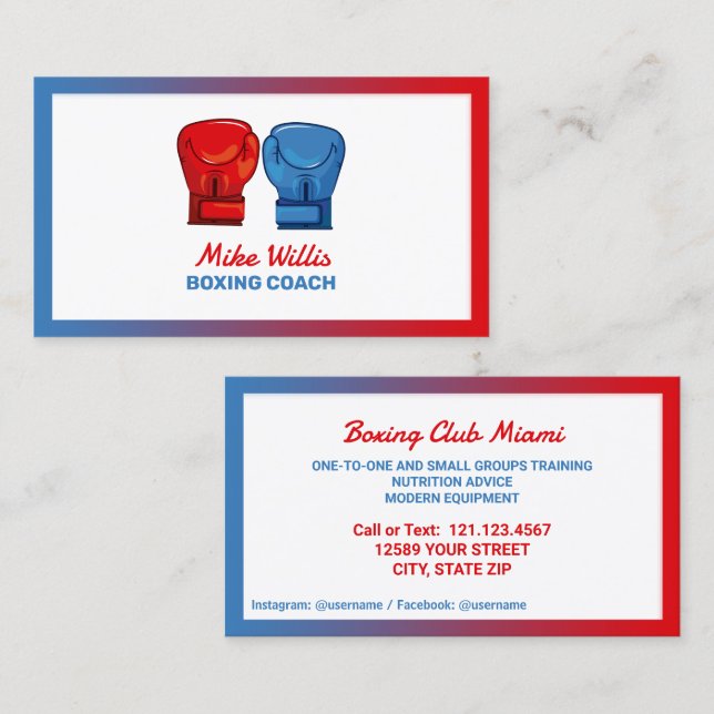 Boxing Gym  Business Card (Front/Back)