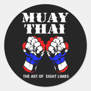 Boxing Hand Kickboxing The Art Of 8 Limbs Muay Tha Classic Round Sticker