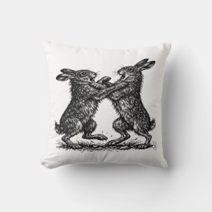 Boxing Hares – Haunted Ink Woodland Duel Cushion
